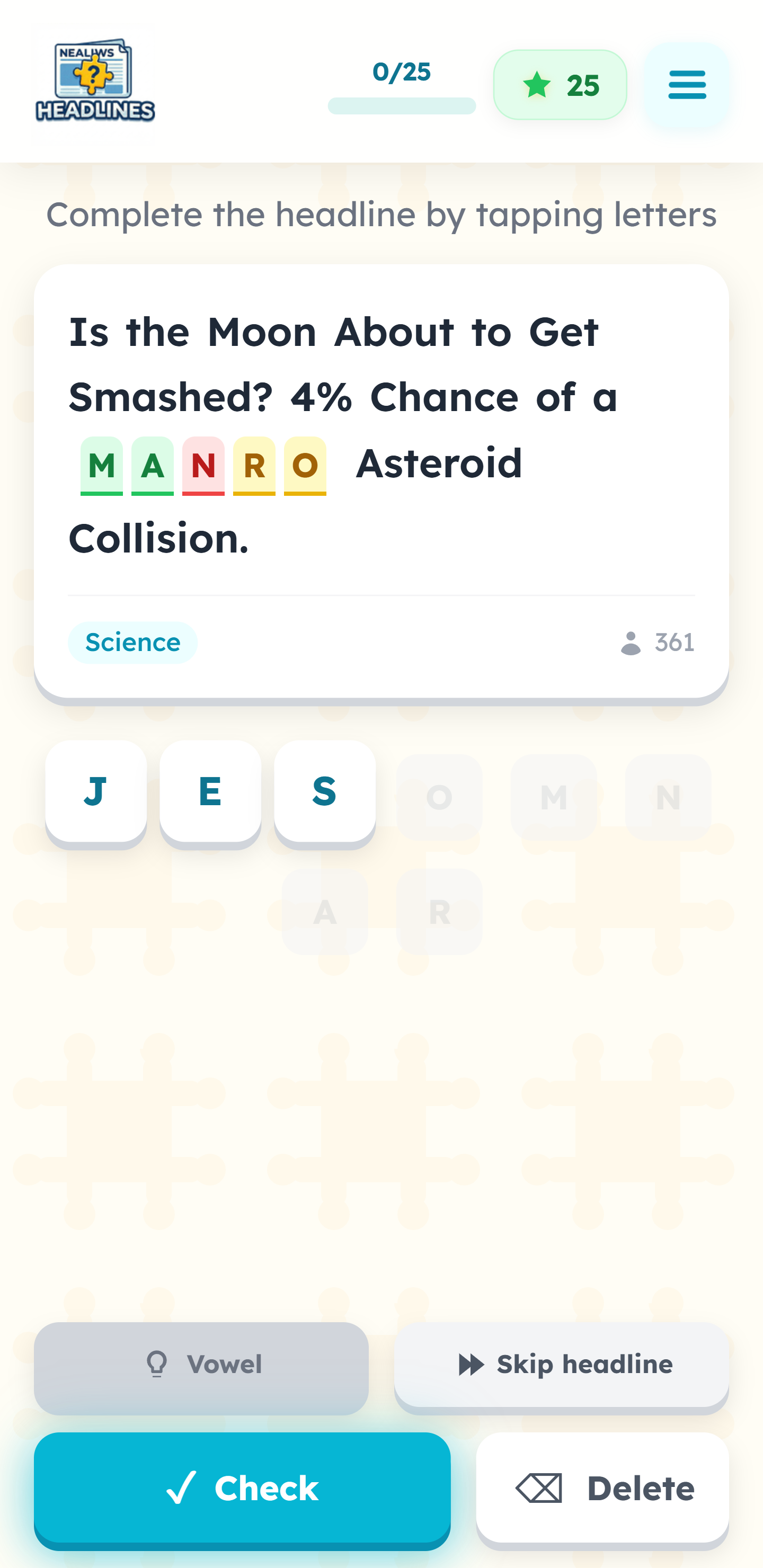  Headlines – word game with real news - Screenshot 2 showing product features and functionality