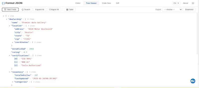 Format JSON screenshot 2