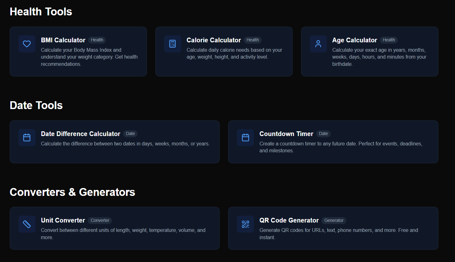Utility Tools | Free Online Tools - Main screenshot showing features and interface