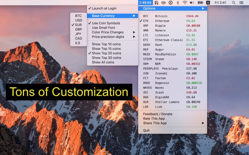 Coin Tick - Menu Bar Crypto Ticker gallery image