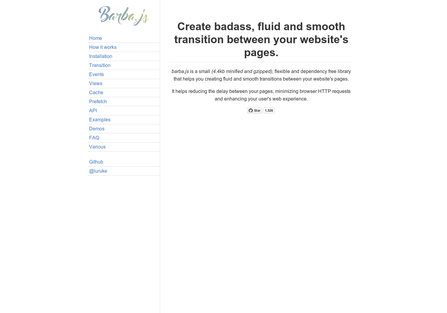 Barba.js A 4kb library for really fast navigation between web pages