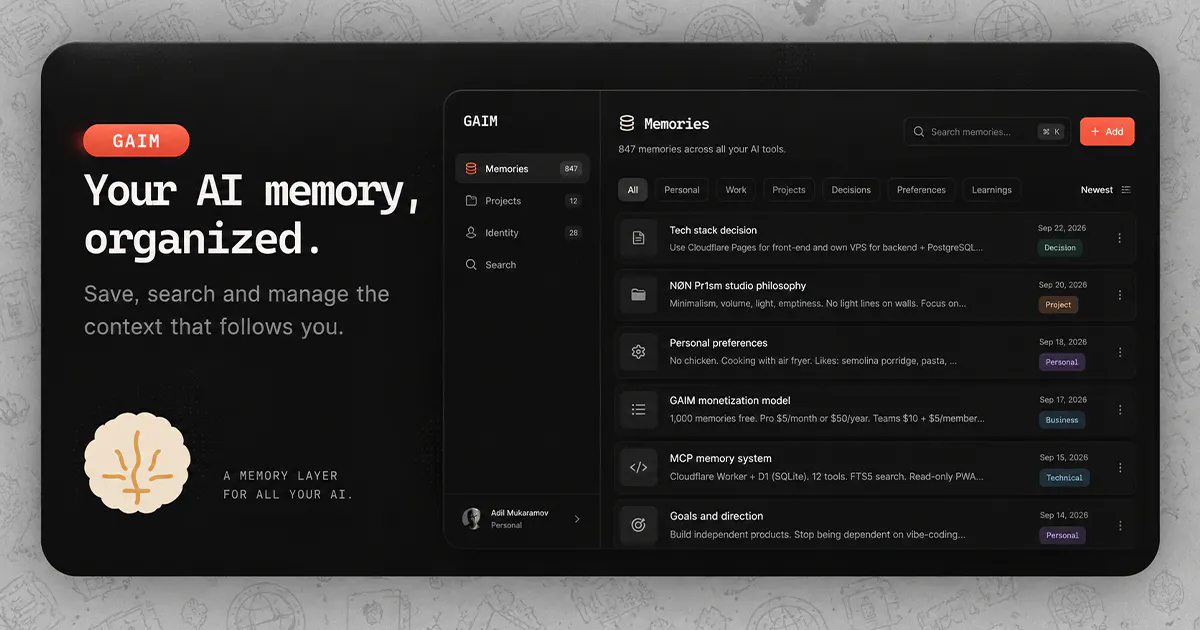 GAIM — One memory for all your AI gallery image