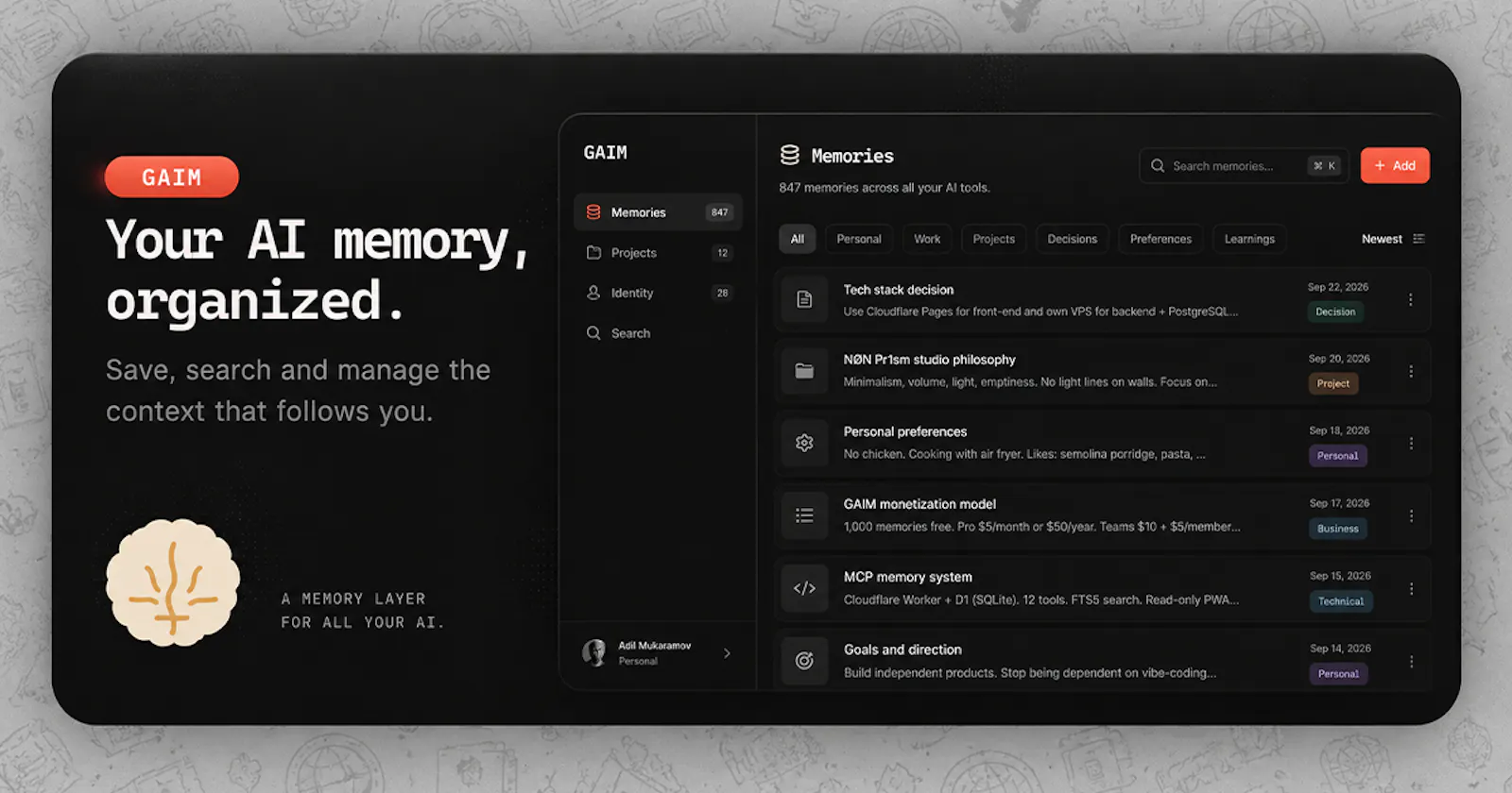 GAIM — One memory for all your AI screenshot 4