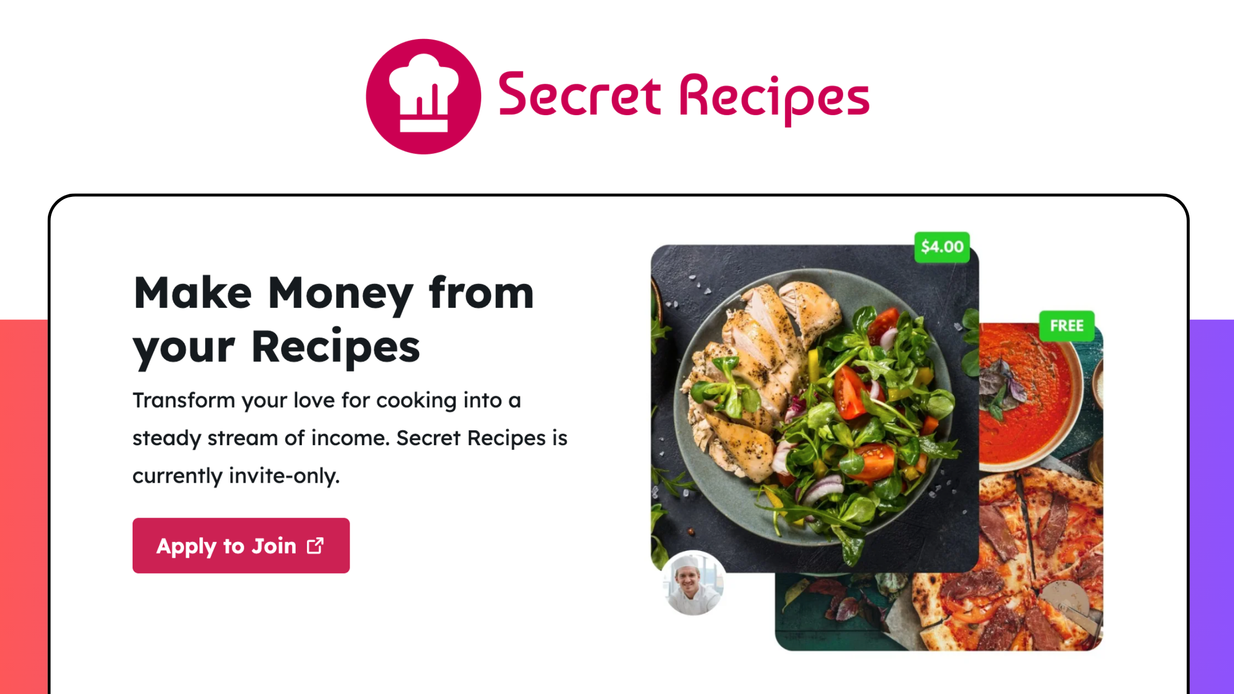 startuptile Secret Recipes-Make money from your recipes