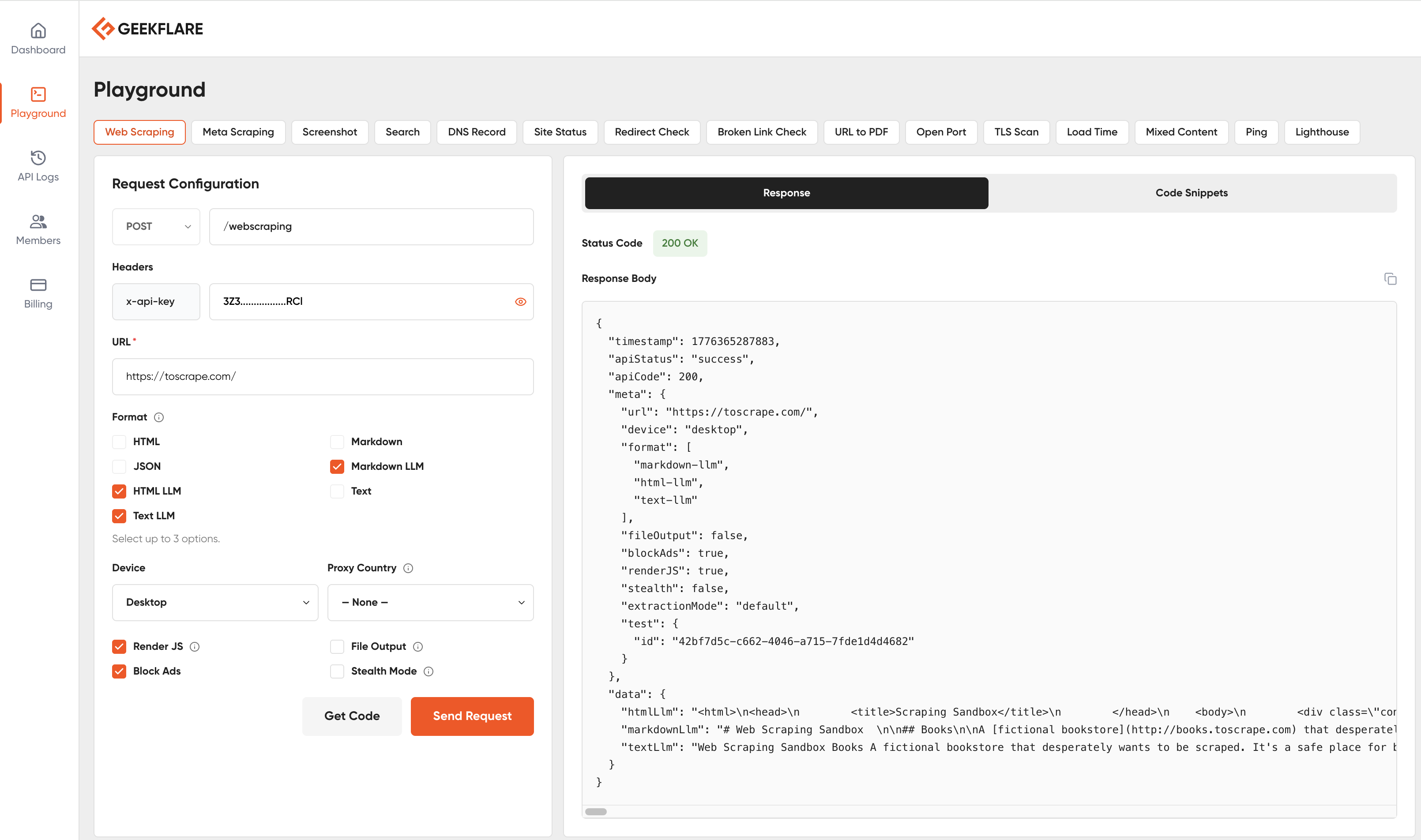 Geekflare Scraping API v2 gallery image