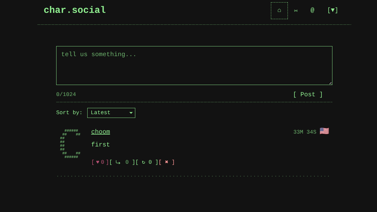 char social - Main product screenshot demonstrating key features and user interface