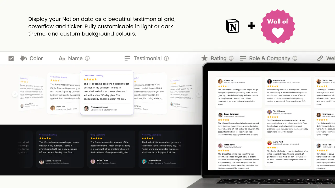 Beautiful Testimonial Manager in Notion gallery image