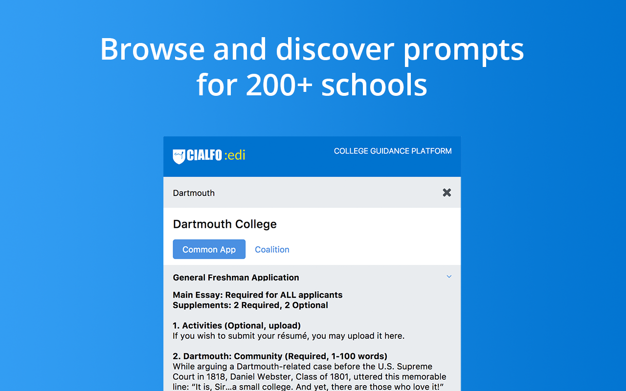 The College Essay Prompts Chrome Extension gallery image