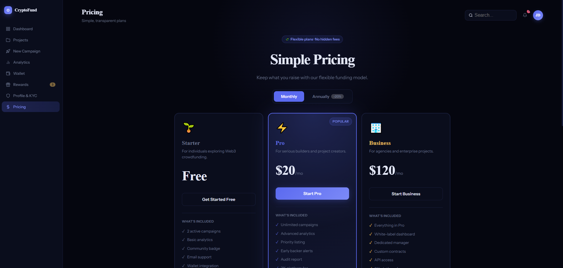 FundChain - Screenshot 2 showing product features and functionality