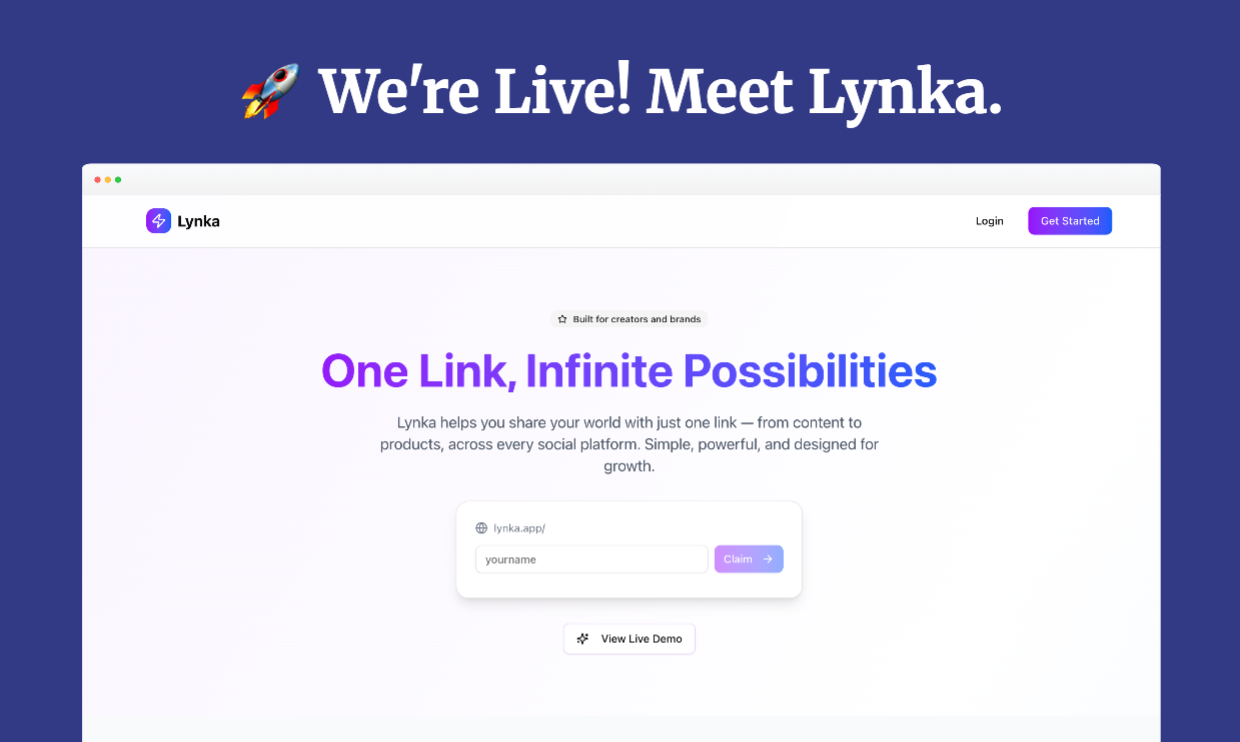 Lynka - Un'alternativa moderna di Linktree - Lynka ti aiuta a condividere il tuo mondo con un solo link media 1