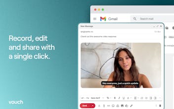 Compartilhamento de conteúdo inspirador: um usuário do Vouch Chrome Extension compartilhando seu vídeo criativo com outras pessoas, inspirando a criação de conteúdo.