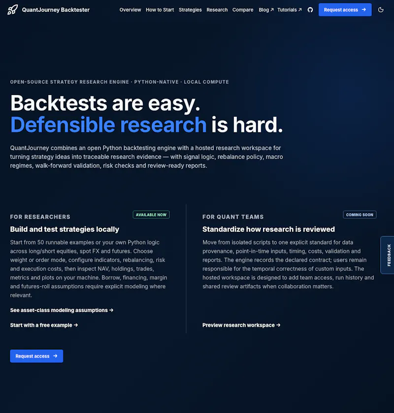 QuantJourney Backtester screenshot 1