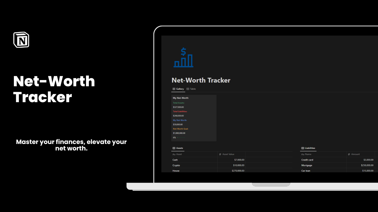 Notion Net-Worth Tracker - Varlıklarınızı ve yükümlülüklerinizi tek bir yerde izleyin medya 2