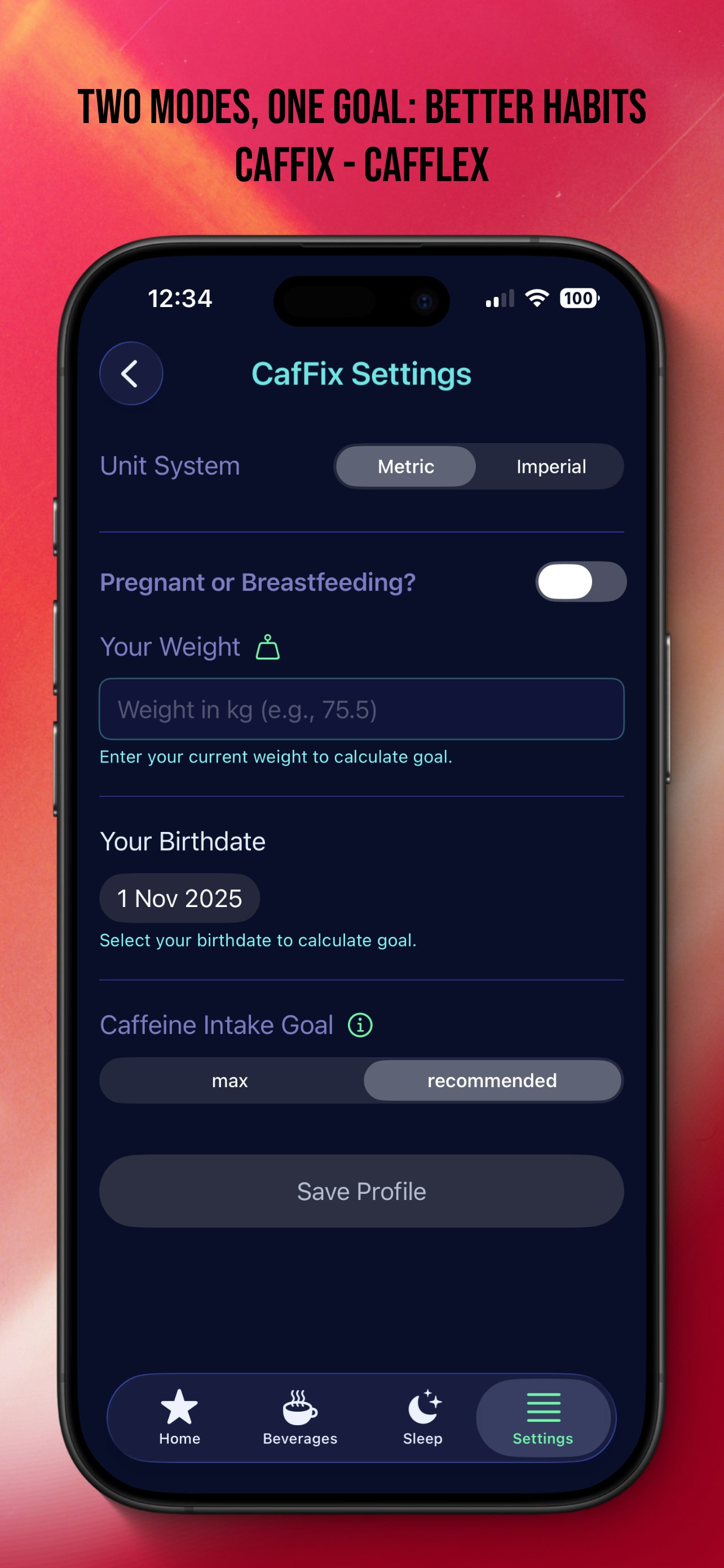 Better Caffeine Habits - Screenshot 2 showing product features and functionality