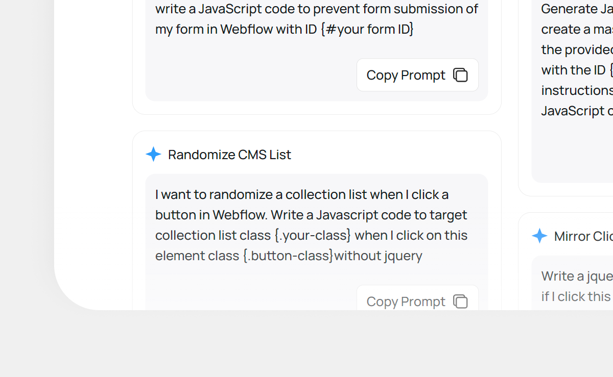 Webflow için chatgpt istemleri - Webflow'da işlevler eklemek için 100 istem medya 4