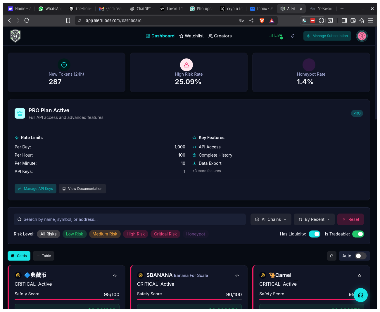 Alert Lions - Main screenshot showing features and interface