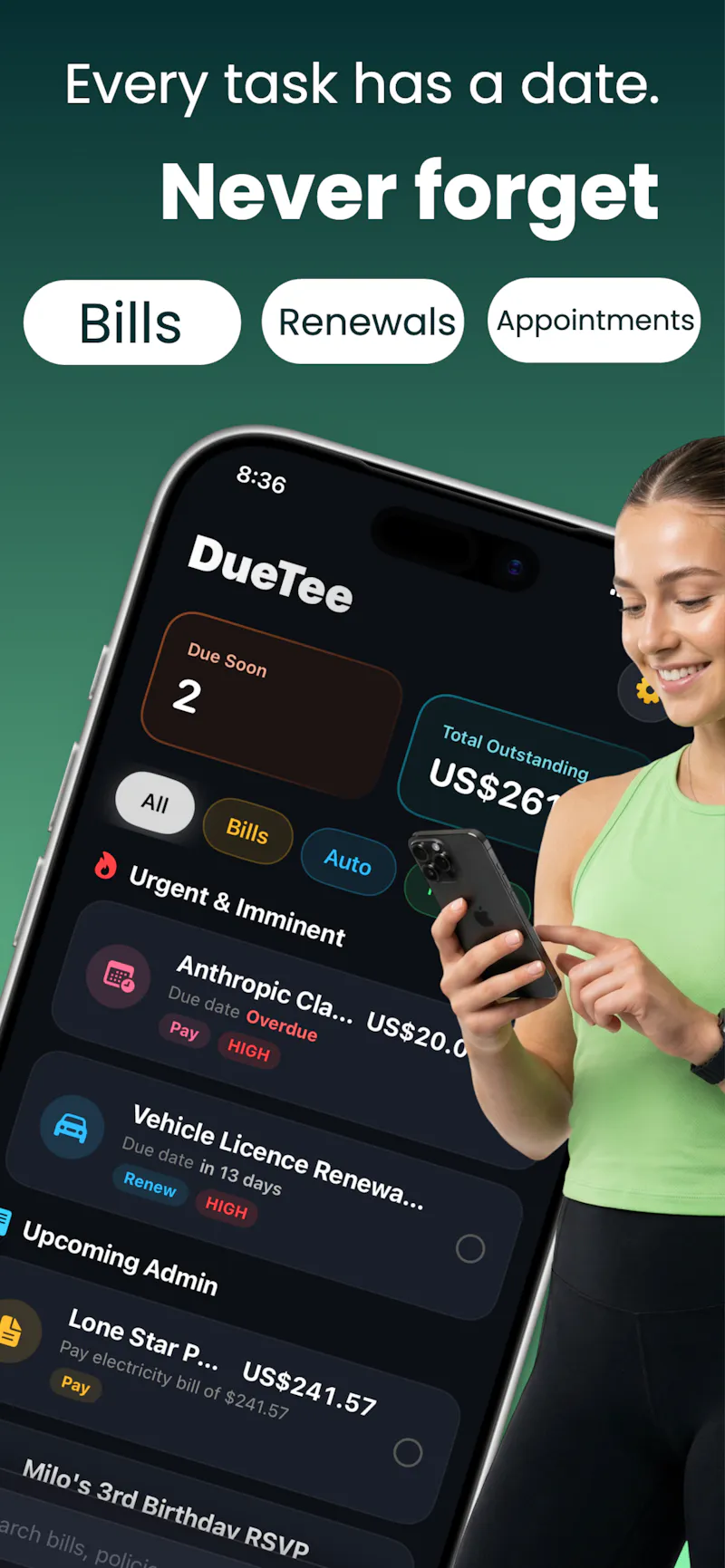 DueTee screenshot 2