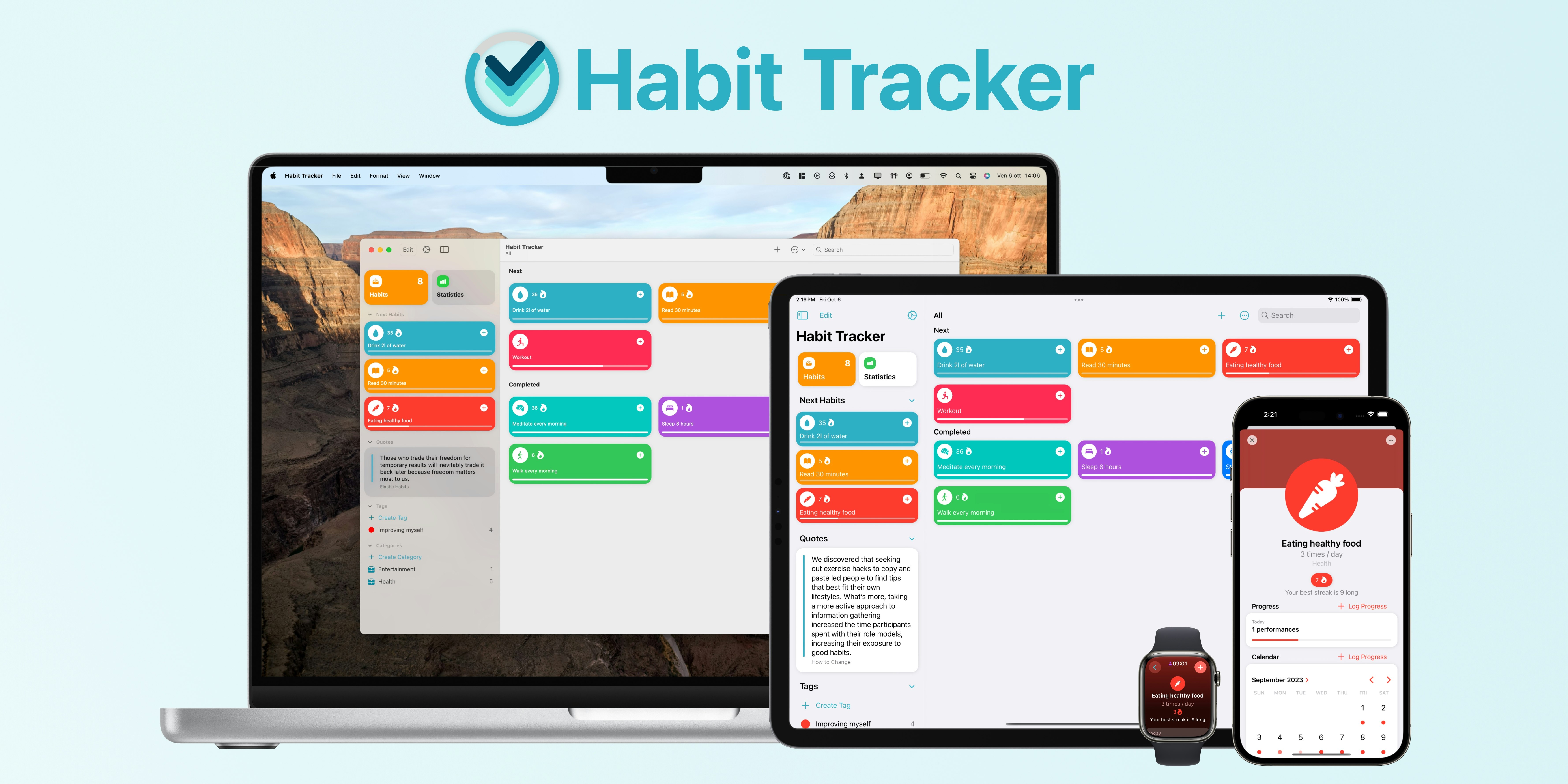 Abitudine Tracker: routine quotidiana media 1