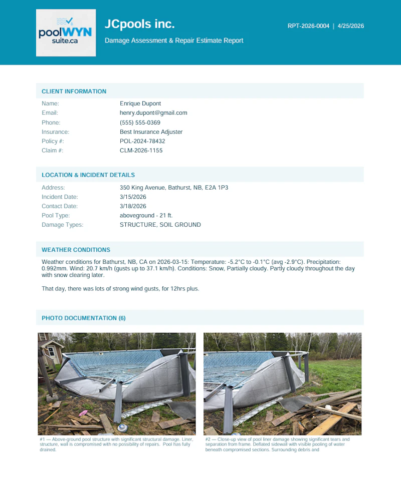 Pool Damage Reports & Estimates AI screenshot 1
