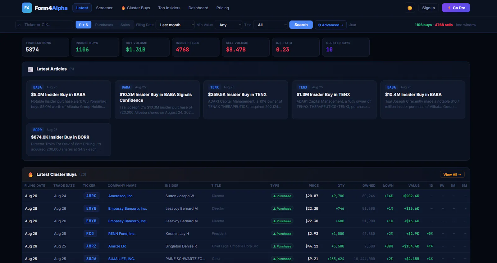 Form4Alpha — Insider Trading Alerts screenshot 2