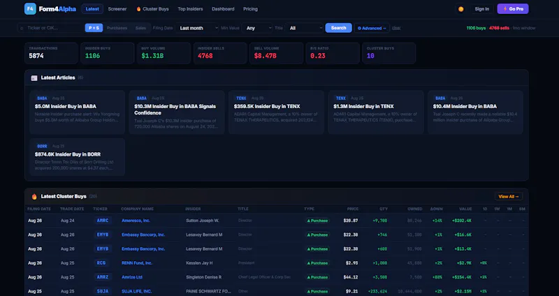 Form4Alpha — Insider Trading Alerts screenshot 2