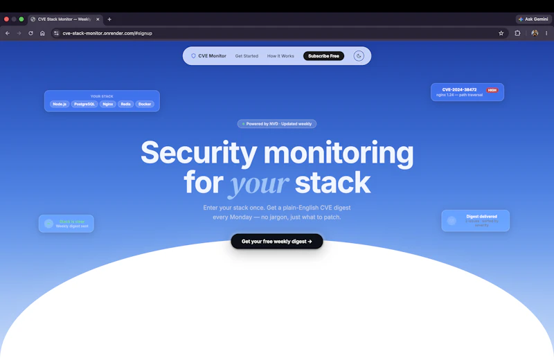 CVE Stack Monitor screenshot 1