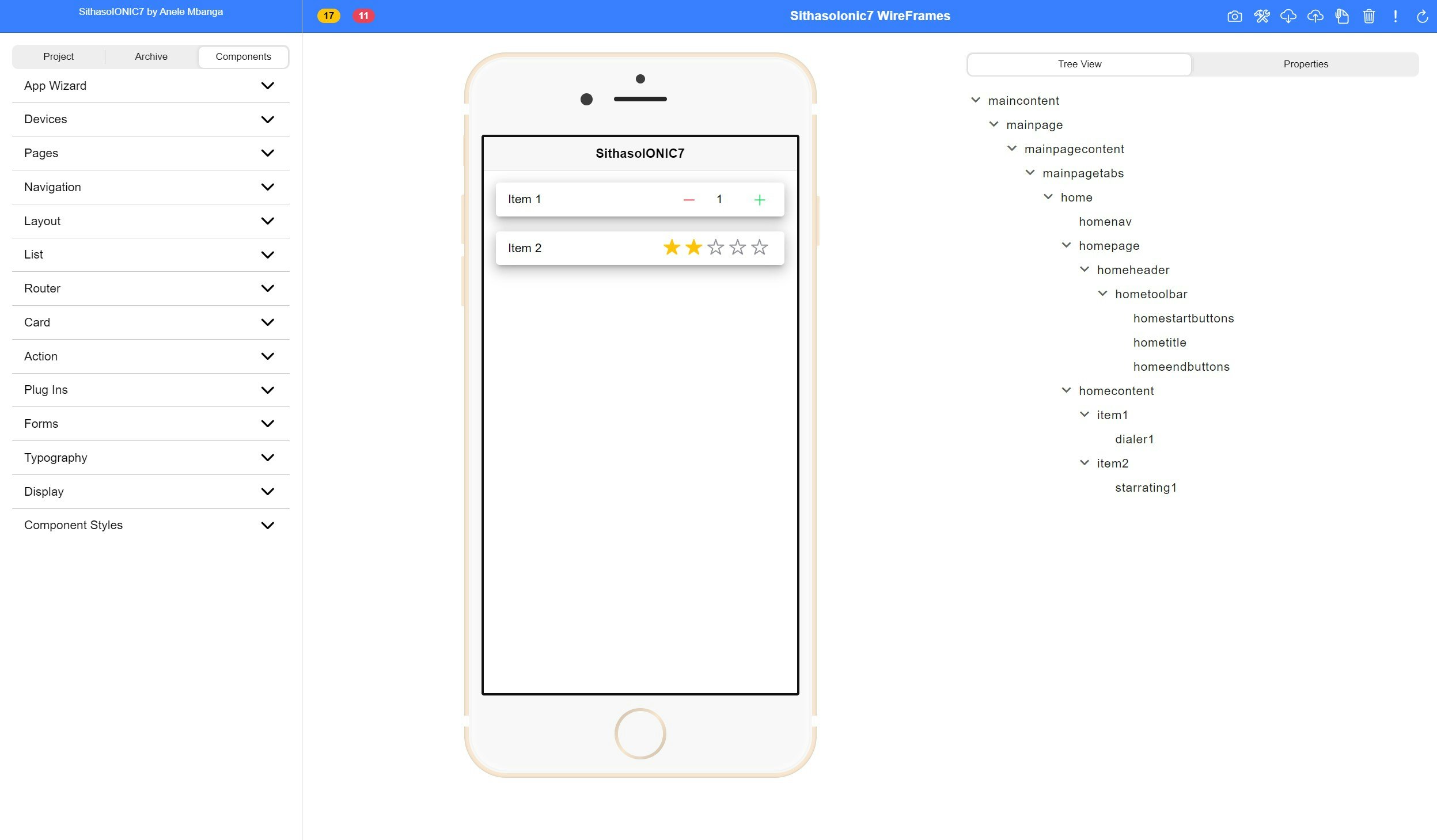 Sithaso - Ionic7 Framework Wireframes