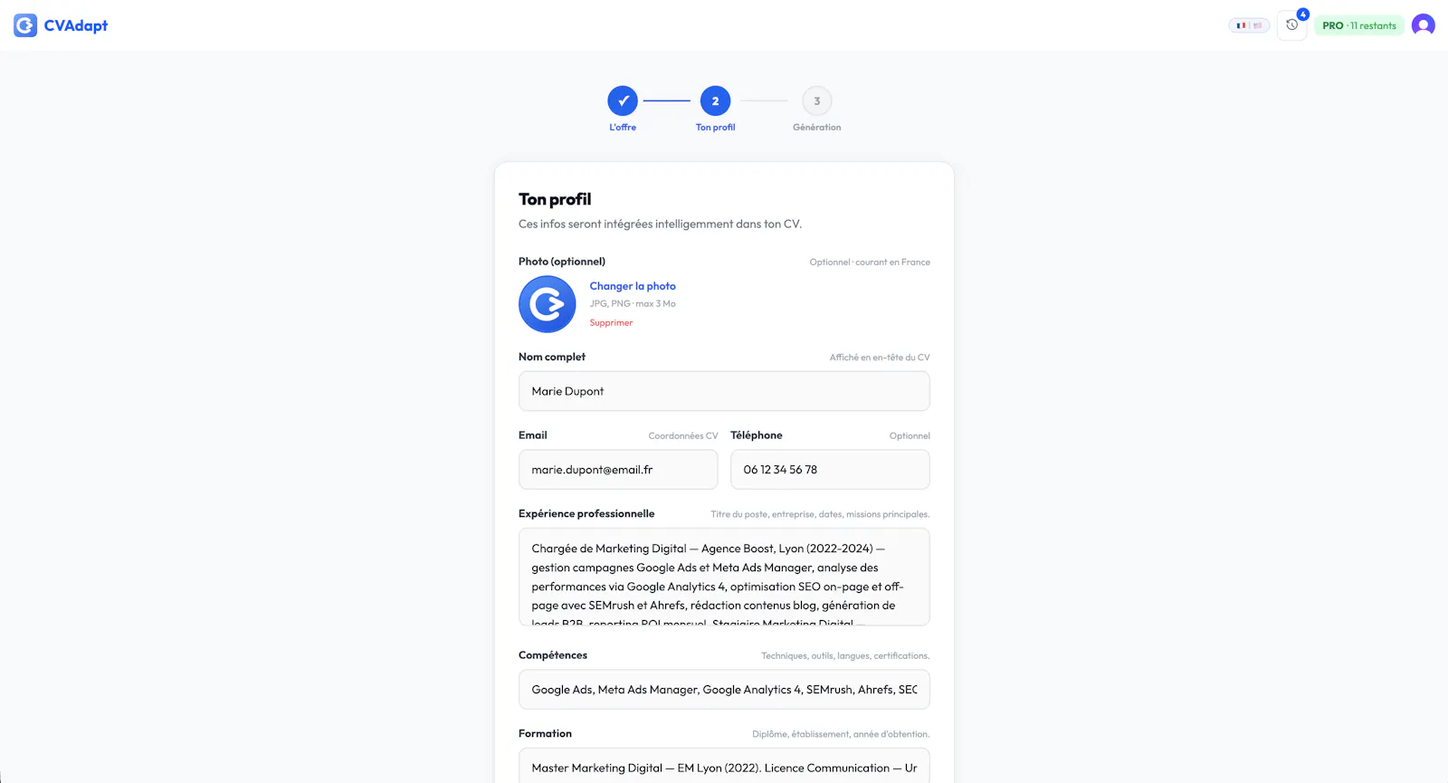 CVAdapt screenshot 2