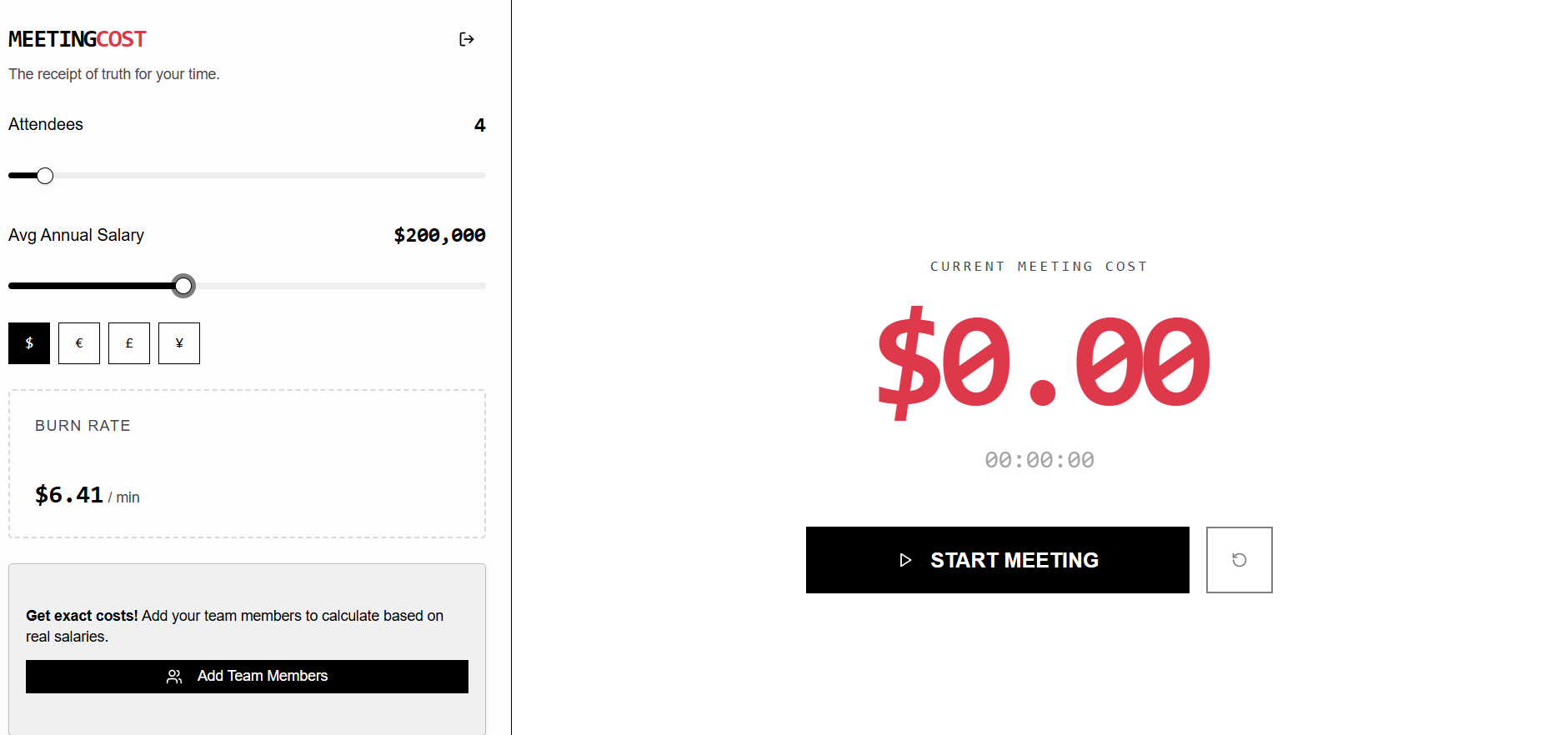 MeetingCost - Screenshot 2 showing product features and functionality