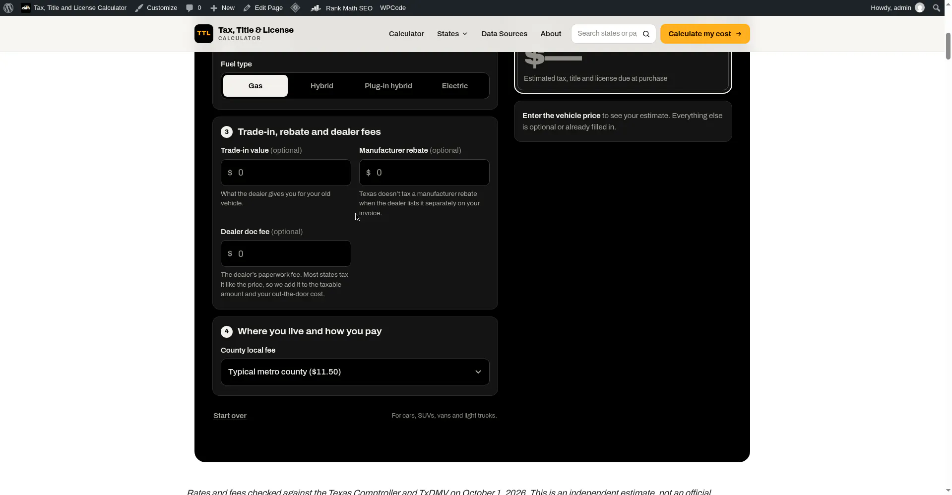 Tax Title and License Calculator gallery image