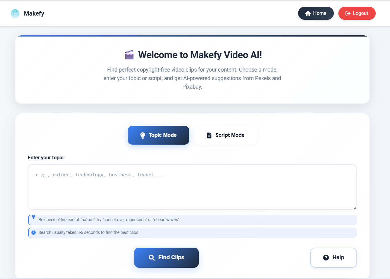 Makefy B-roll agent screenshot 2