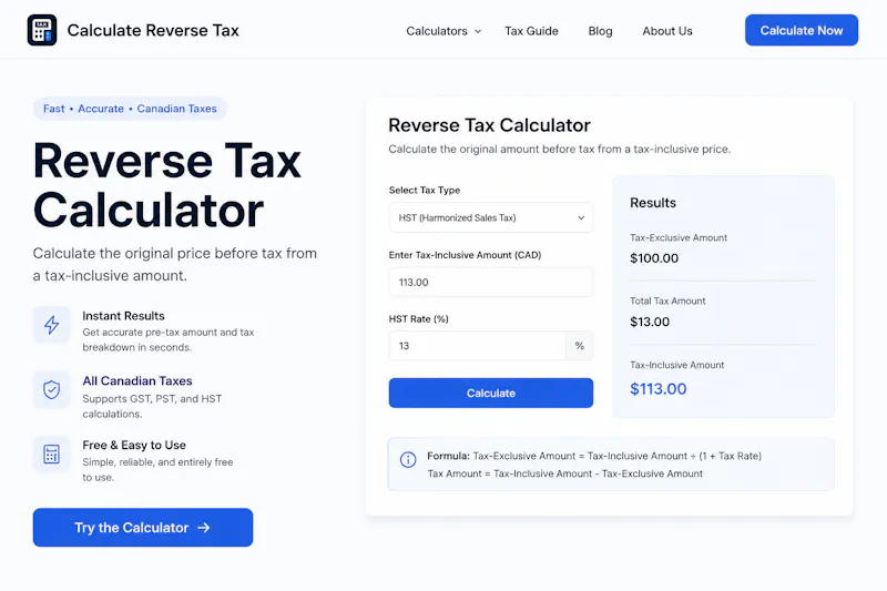 Reverse Tax Calculator screenshot 2