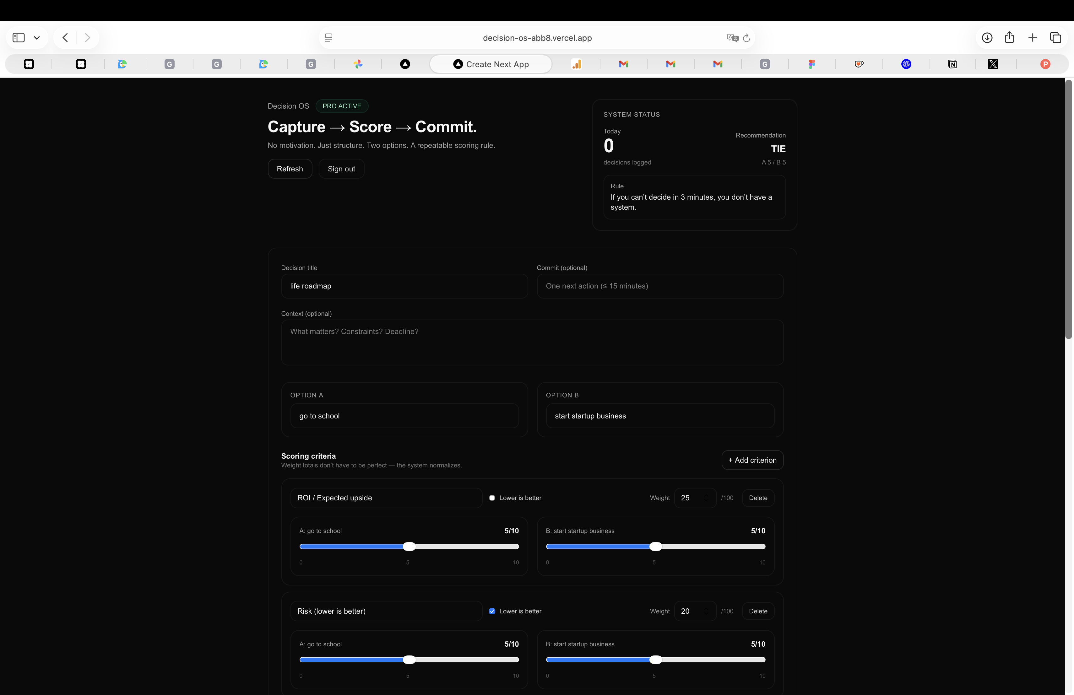 DecideOS - Main product screenshot demonstrating key features and user interface