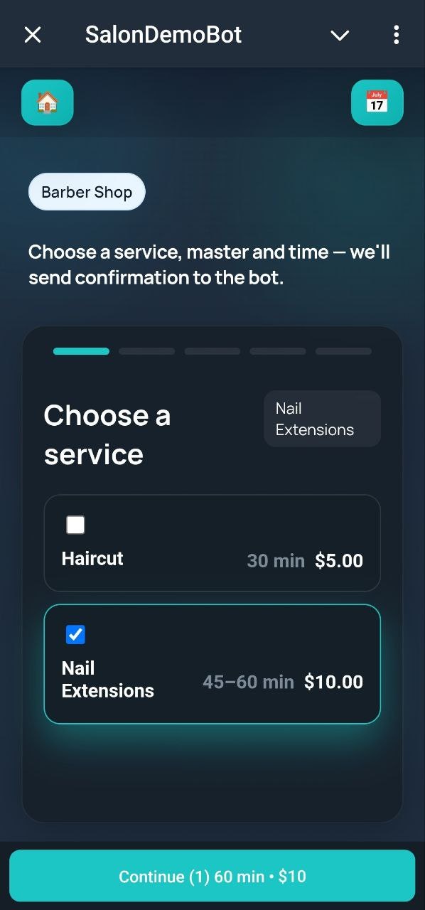 SalonBot — Telegram Booking System - Screenshot 2 showing product features and functionality