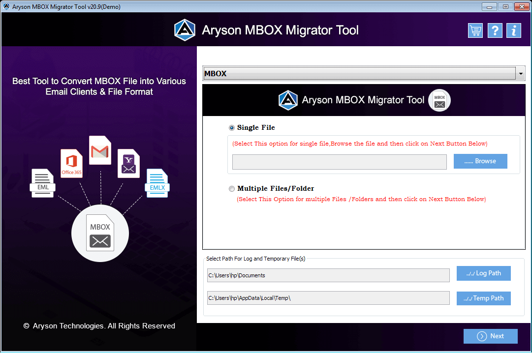 एमबॉक्स प्रवासी उपकरण - MBOX फ़ाइलों को EML, PDF, PST, HTML, ETC में बदलने के लिए। मीडिया 2