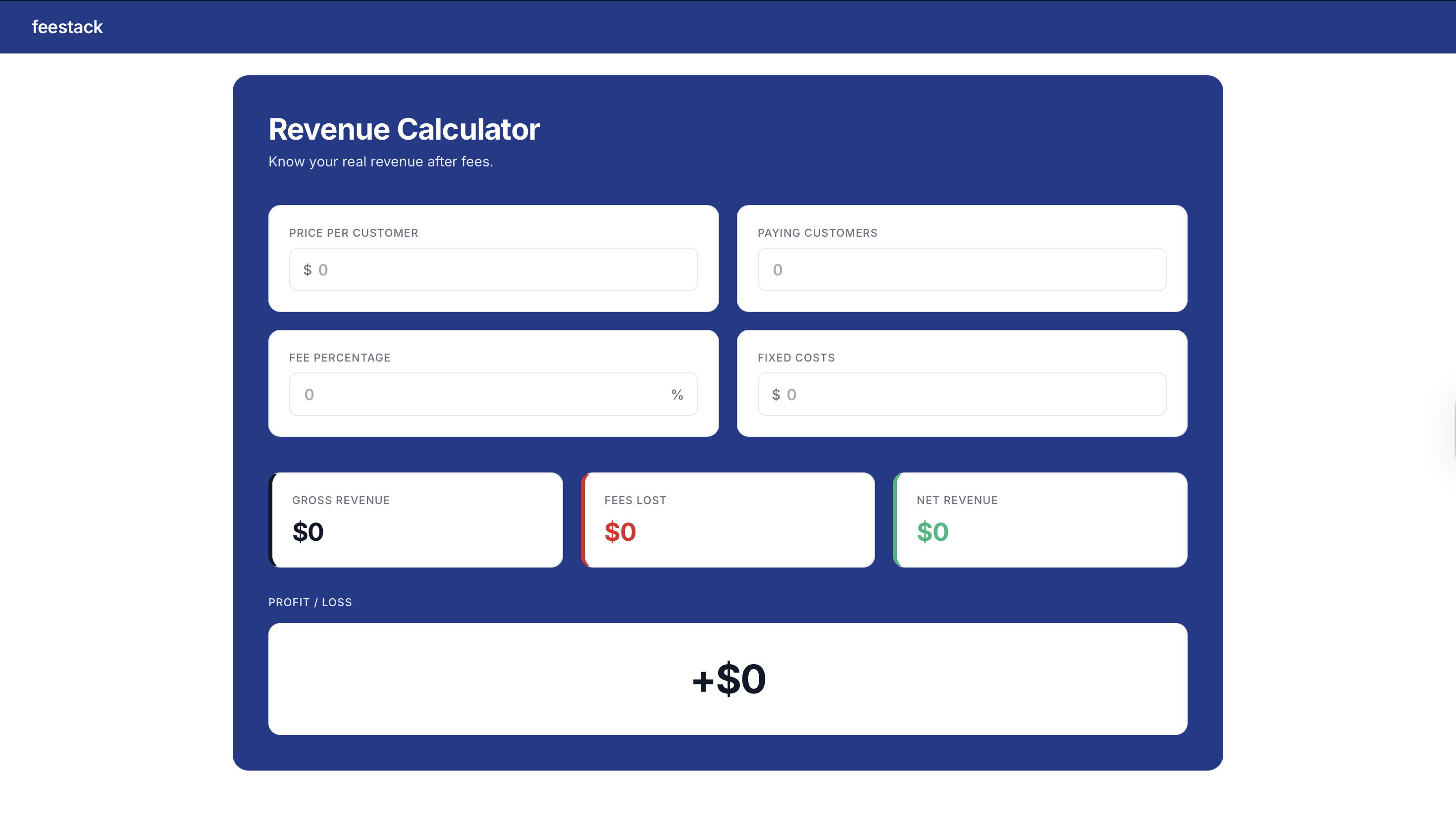 feestack - Main product screenshot demonstrating key features and user interface