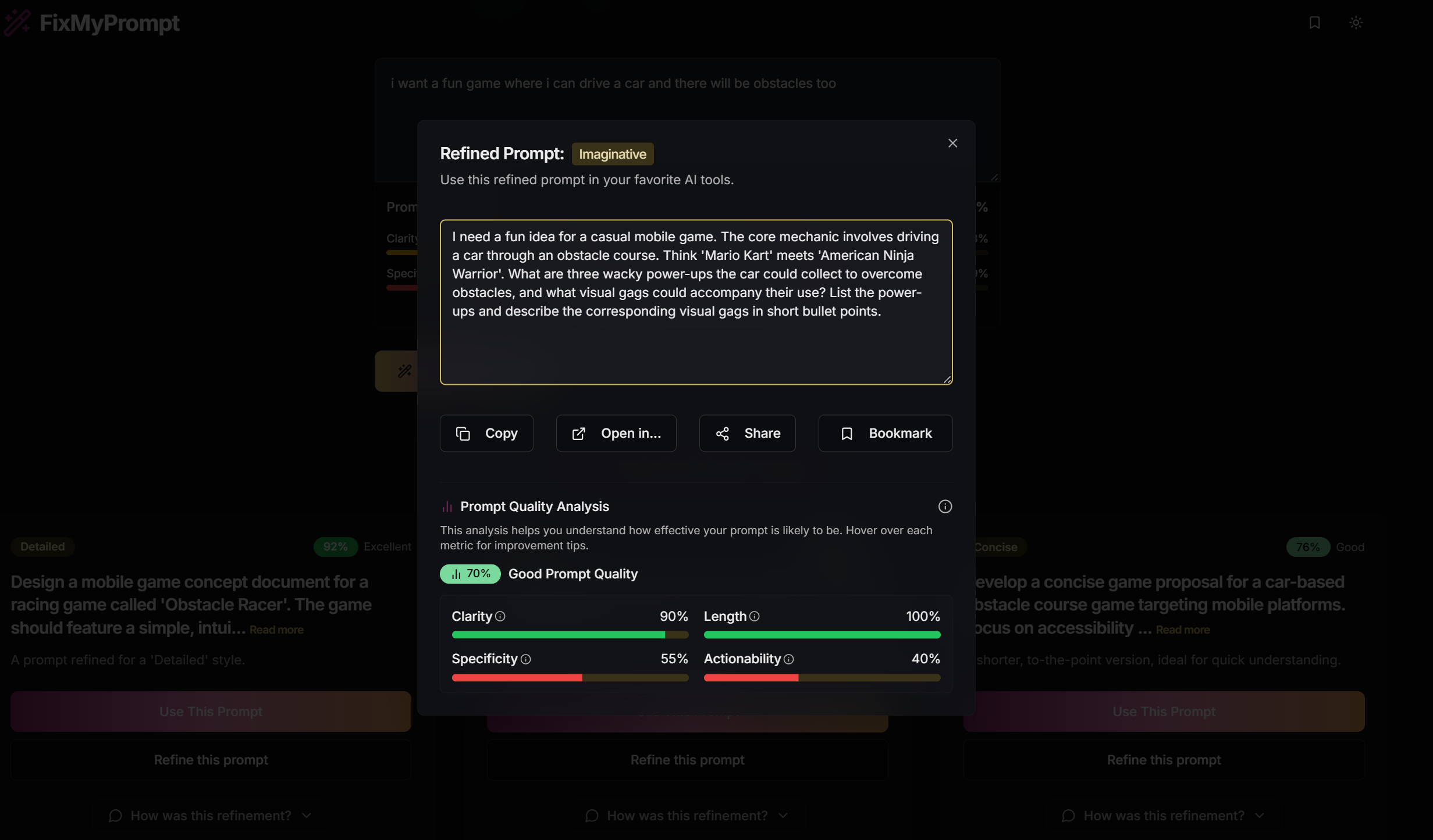 Mídia 3 de FIXMyPROMPT - Refine seus avisos como um profissional - sem experiência necessária