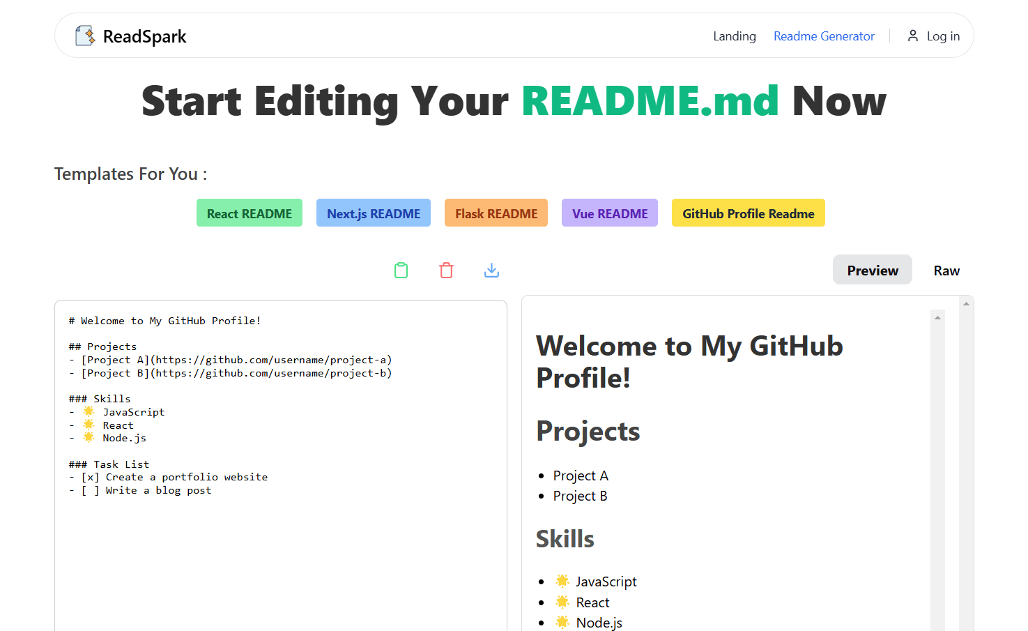 وسائط ReadSpark - ركز على مشاريعك ، وليس readme 2