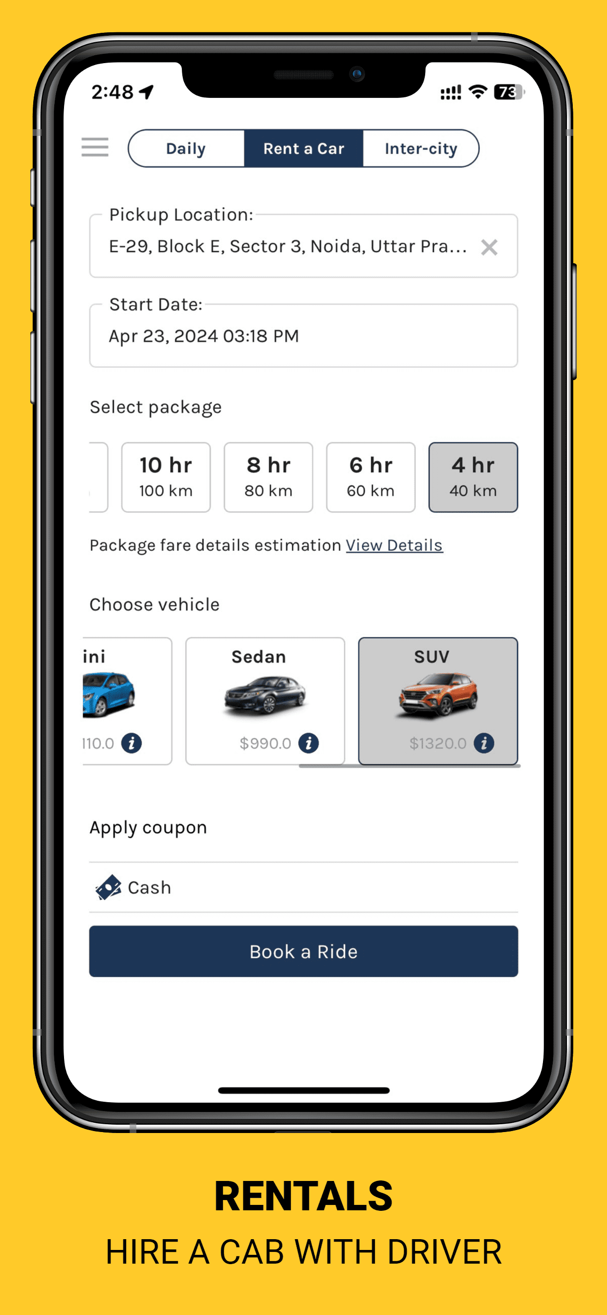 HireMe Uber Clone Taxi App - Main screenshot showing features and interface