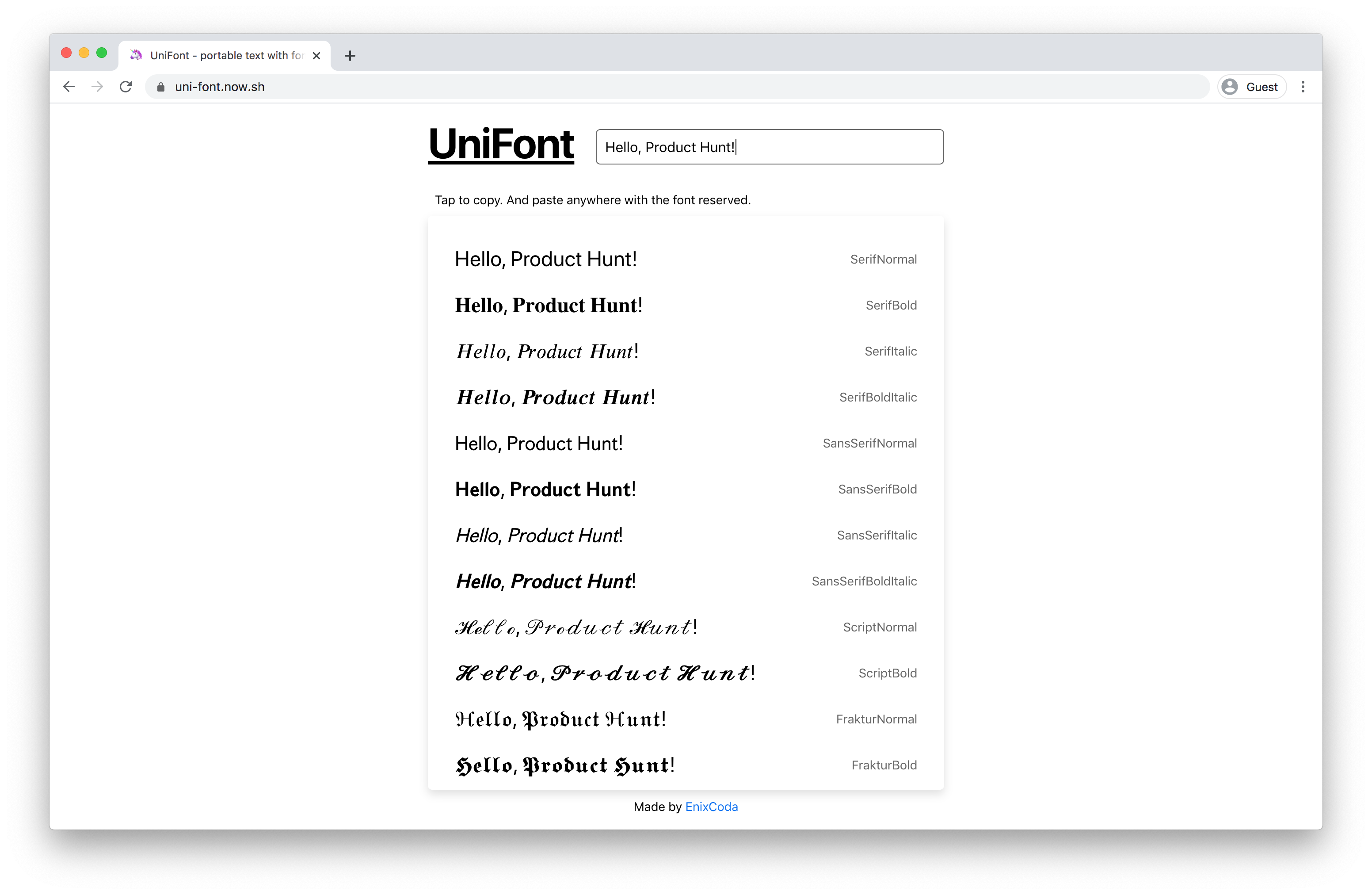 UniFont gallery image