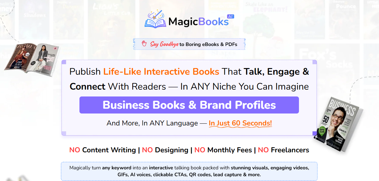 MagicBooks AI - Main product screenshot demonstrating key features and user interface