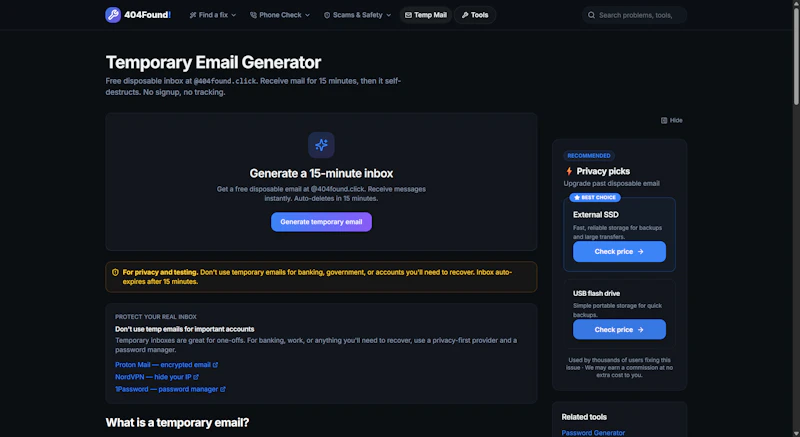 404Found Privacy Toolkit screenshot 1