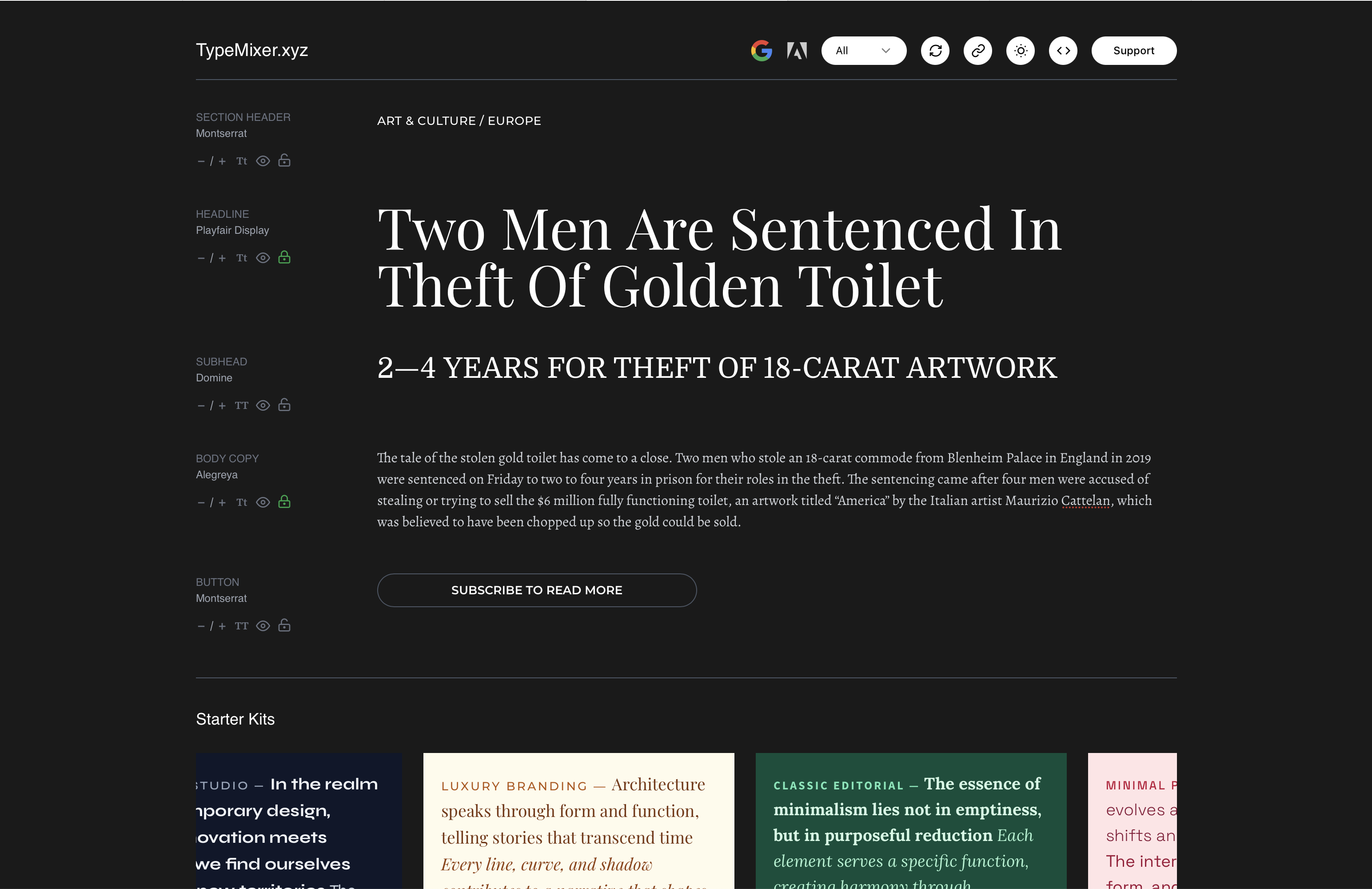 TypeMixer.xyz - Generador de emparejamiento de fuentes gratis para fuentes de Google y Adobe media 2
