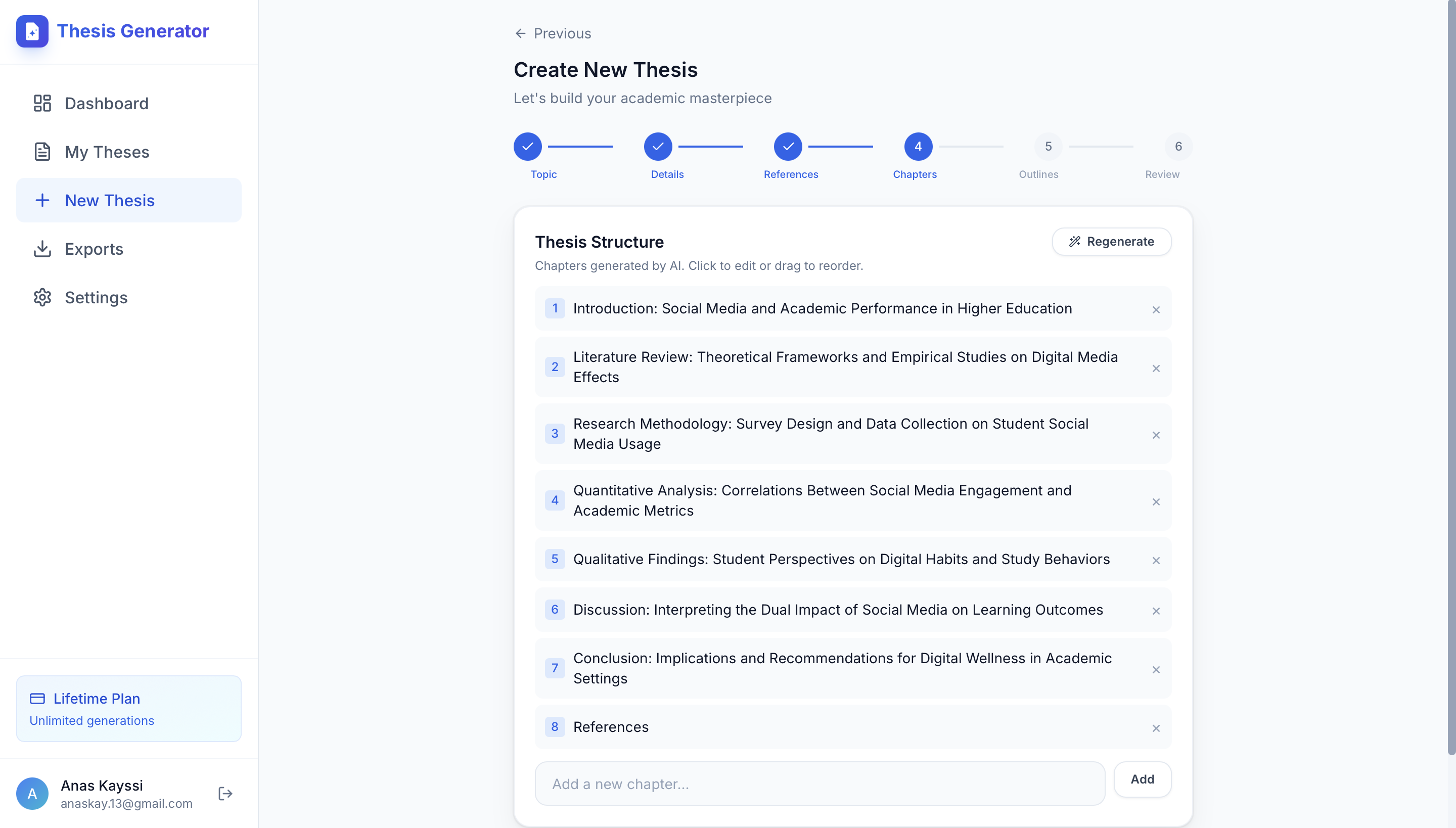 Thesis Generator AI - Screenshot 4 showing product features and functionality