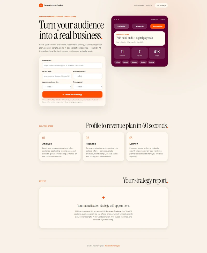 Creator Income Copilot screenshot 1