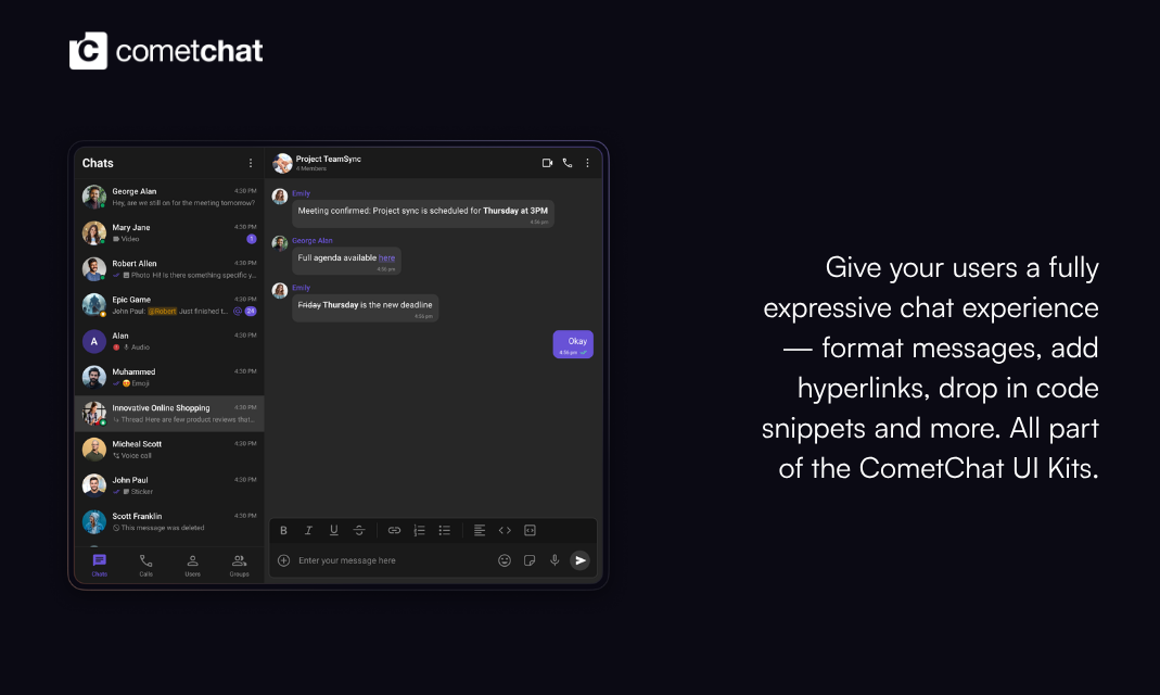 Compact Message Composer by CometChat gallery image