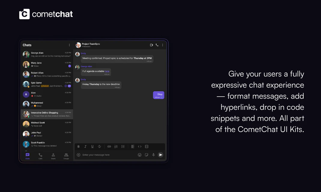 Compact Message Composer by CometChat screenshot 3