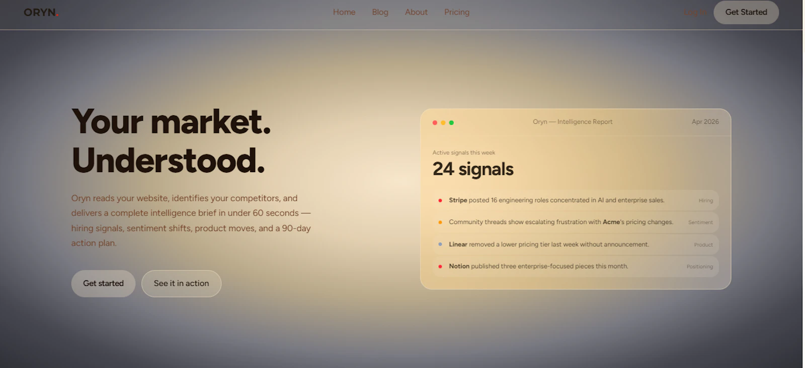 Oryn — Competitive Intelligence screenshot 1