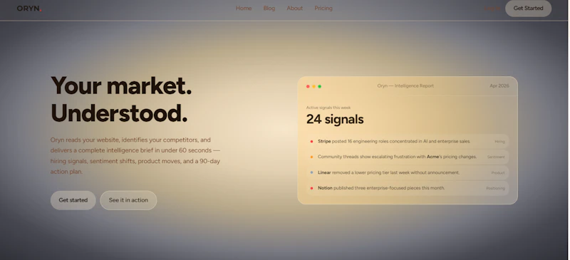 Oryn — Competitive Intelligence screenshot 1