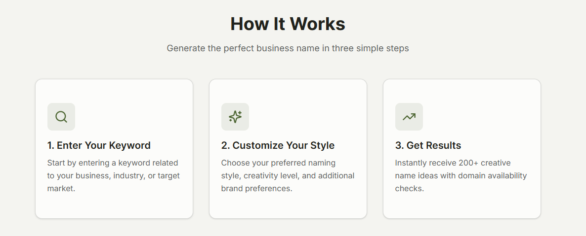 Ai Bizname - Screenshot 2 showing product features and functionality